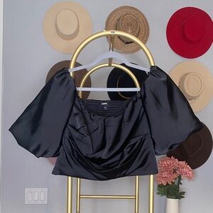 Express Black Satin Blouse